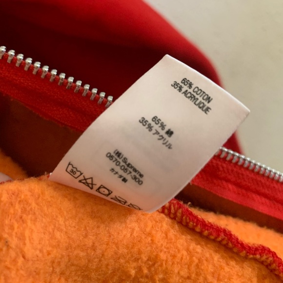 Red Supreme Contrast Zip Up Hoodie - Picture 8 of 9